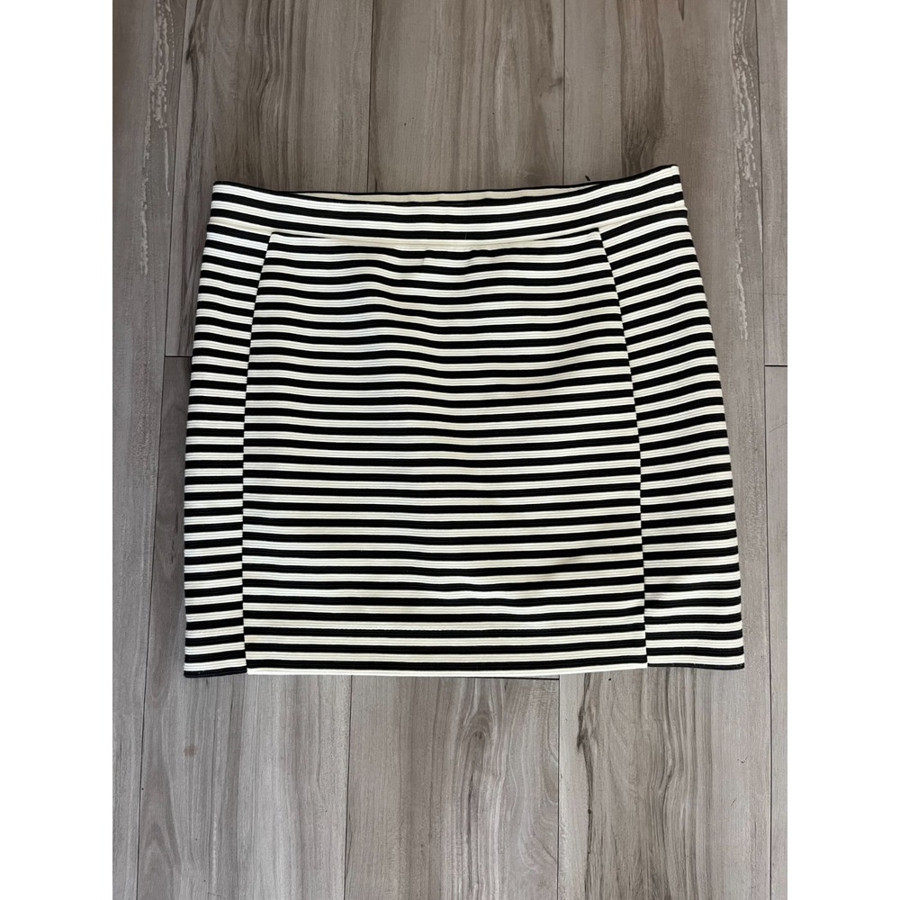 Madewell Mini Skirt Womens Large White Black Horizontal Striped Party Cocktail‎